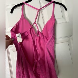 NWT Aerie Women’s One Piece Open Back Pink Swimsuit Sz XL